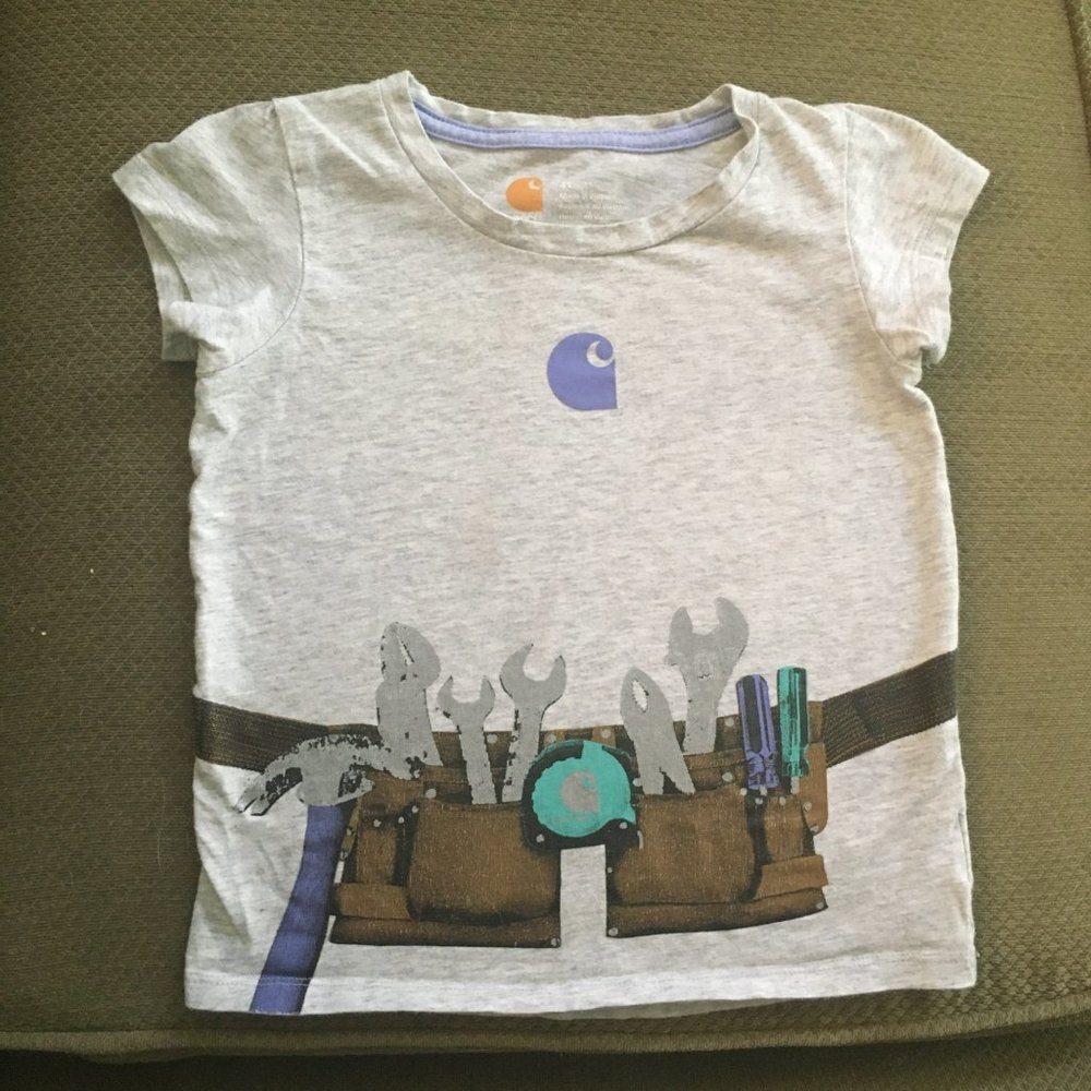 Carhartt Size 4T - Tool belt graphic print - Gray short sleeve - Unisex